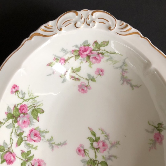 Haviland Limoges France Fine Porcelain Sylvia Pink Roses Oval Vegetable Bowl 10” - Picture 4 of 9
